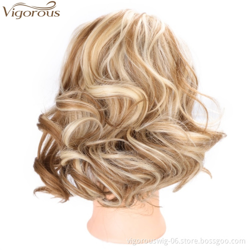 Vigorous Short Curly Clip in Ponytail Hair Extension Synthetic Drawstring Wrap Ponytail Hairpiece for Women